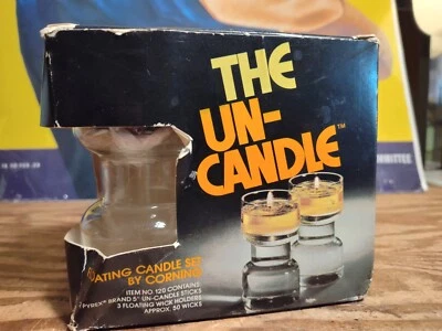 The Un-Candle vintage años 70 de Corning. Modelo Nº Caja de 2 mechas flotantes 120 con Foto 1 de 4