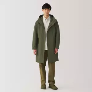 Abrigo con capucha resistente al agua MUJI para hombre verde caqui FedEx - Imagen 1 de 11