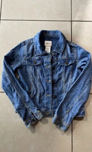 Girls Jeans Jacket Polka Dot & Blue & Size XL - Picture 1 of 4