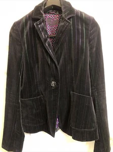 ETRO black purple green striped velvet jacket blazer women’s Italian size 42 - Picture 1 of 3