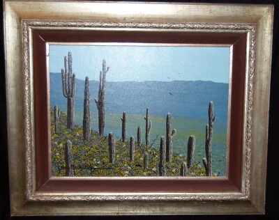 Pintura al óleo de John Markwood "Sobre el desierto" paisaje puntillismo 18x24 Foto 1 de 4