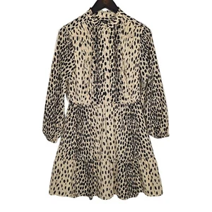 Neu mit Etikett J Crew Mercantile gepunktetes Gepardenmuster Rüschen Biesen Kleid Größe 4 Leopard - Bild 1 von 9