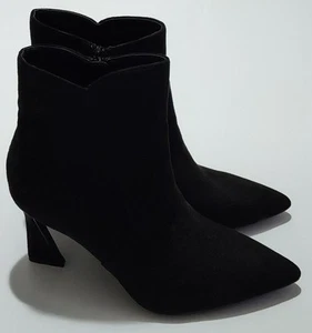 Azarey Faux Suede Heeled Ankle Zipper Boots Black uk 8 eu 41 - Picture 1 of 6