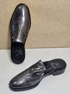 Nuevo PAPELL Mujer Talla 5.5, 6 NEGRO Gris CUERO Zueco Tacón Bomba Sandalia Zapatos Foto 1 de 4