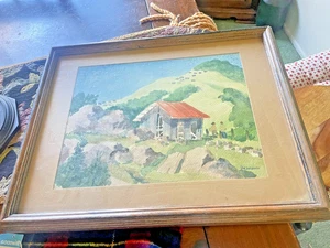 Framed Original Watercolor Painting – SHACK ON HILLSIDE - BY JIM BROWN -19 X 15 - Picture 1 of 7