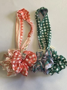2er-Pack Neu mit Etikett Anthropologie bedrucktes seidiges Stirnband & Scrunchies Set - Bild 1 von 3