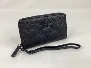 BETSEY JOHNSON Zip Around Wallet Black XOXO KARA W6” x H3-1/2” x D1” NWT - Picture 1 of 5