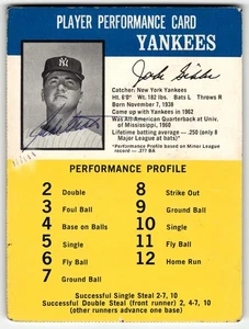 JAKE GIBBS AUTOGRAPH 1960'S YANKEES PLAYER PERFORMANCE CARD UNIQUE ITEM - Picture 1 of 2