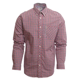 Ben Sherman House Gingham Long Sleeve Casual Shirt. Men's. Red/Blue - Picture 1 of 7