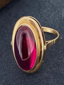 Synthetic Alexandrite Handmade Ring in 14K 583 Rose Gold. Soviet Hallmarks. - Picture 1 of 7
