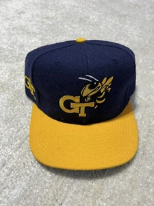 Vintage 90s American Needle Blockhead Georgia Tech NCAA Wool Snapback Hat - Picture 1 of 6