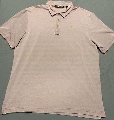 Camisa Polo Travis Mathew Para Hombres XL Granate Micro Rayas Logo Elastizada Golf Foto 1 de 4
