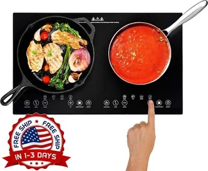 Estufa Eléctrica Doble Portatil 1800 W Placa de Cocina 2 Quemadores Negro NUEVO. - Imagen 1 de 8