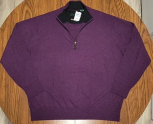 Orvis Sweater Men’s XL Purple NWT 100% Merino Wool Quarter Zip 2.0 Preppy - Picture 1 of 9