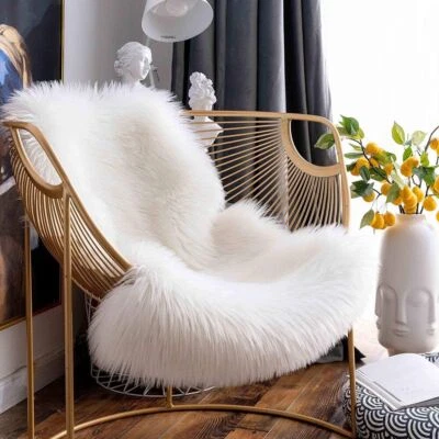 Fur Faux Sheepskin Soft Carpet Washable Seat Mats Fluffy Rugs Chairs Sofas Cover - Image 1 of 4