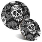 Mouse Mat & Coaster Set - BW - Rose Skulls Calavera Mexican  #36153