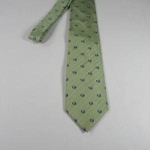 Pride O Glenn Green Tie With Abstract Blue White Fish - Picture 1 of 7
