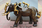 35"Marked Chinese Bronze Gilt Fu Five Boy lad Girl Gal Ride Elephant Play Statue
