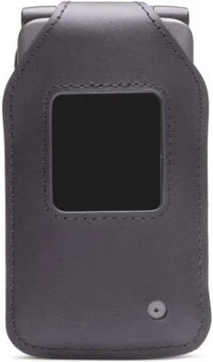 Fitted Leather Case with Belt Clip for Kazuna / Freetel Verizon eTalk Flip Phone - Image 1 of 4
