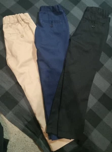 New Galaxy School Uniform Pants Boys Size US 6 Khaki Black & Navy Blue Lot of 3 - Picture 1 of 6