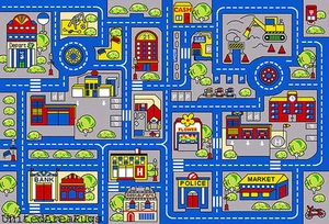 7x10 Rug Play Road Driving Time Street Car Kids Town Map Street City FunTime New - Picture 1 of 1
