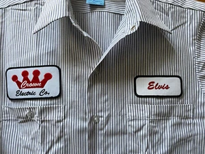 ELVIS CROWN ELECTRIC Mechanic WORK SHIRT Auto Kustom Rockabilly Punk CW - Picture 1 of 3