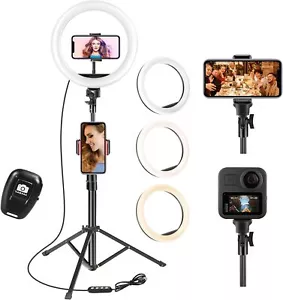 UPhitnis Aro de Luz con Tripode, 10" Ring Light con Control Remoto 3 Modos 10 - Imagen 1 de 6