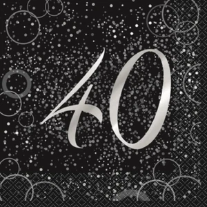 40th Fortieth Birthday Celebration Glitz Blue Luncheon Napkins Serviettes Pkt 16 - Picture 1 of 1