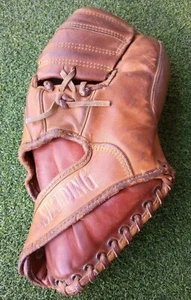 1940er Spalding Triple Play # 1225 Leder Baseball Handschuh Knopfleiste hinten  - Bild 1 von 10