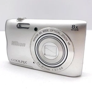 Nikon Coolpix A300 Silver 20.1 MP Compact Digital Camera 8x Zoom From Japan Used - Picture 1 of 19