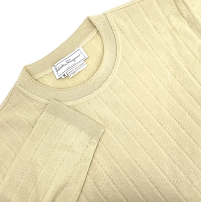 Suéter SALVATORE FERRAGAMO Hecho en Italia Para Hombre Talla M Amarillo Acanalado 100% Lana Foto 1 de 4