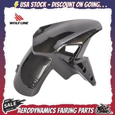 WOLFLINE Front Mud Guard For Kawasaki Z900 2017-2024 Carbon Fiber Pattern Fender Foto 1 de 4