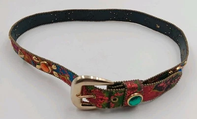 "Cinturón para mujer J CREW Outlet piedra preciosa topacio zafiro esmeralda brillo talla 38"" M" Foto 1 de 4