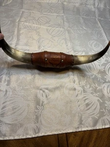 Vintage montierte Lenkbullenhörner Leder umwickelt Longhorn ca. 19" Longhorn - Bild 1 von 9