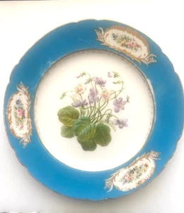 SEVRES STYLE ANTIQUE FLORAL PLATE 19TH CENTURY - impressed mark - Picture 1 of 5
