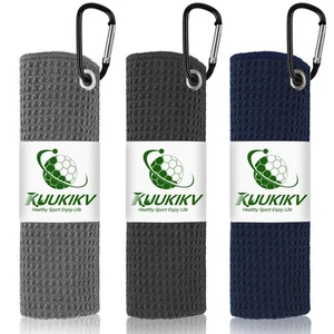Paquete de 3 toallas de golf 16 X 16 para bolsas de golf para hombre, patrón de gofres premium de golf... - Imagen 1 de 7