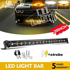 6D 20"inch Led Work Light Bar Strobe Amber White Single Row offroad Driving Lamp - Picture 1 of 15