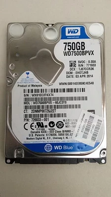 Western Digital  WD7500BPVX WD Blue 750GB 2.5" SATA III Laptop Hard Drive - Image 1 of 3