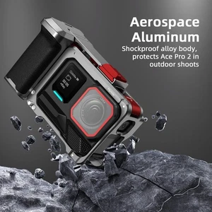 Custodia in lega di alluminio con impugnatura per accessori fotocamera Insta360 Ace Pro/2 - Foto 1 di 11