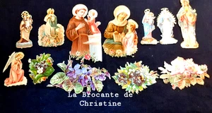 N°795/4  Lot de 12 Chromos Découpis Religieux et Floraux Divers états Anges - Imagen 1 de 4