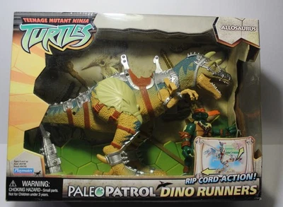 TORTUGAS NINJA MUTANTES ADOLESCENTES PATRULLA PALEO DINO CORREDORES ALLOSAURUS CON FIGURA DE MIKEY Foto 1 de 2