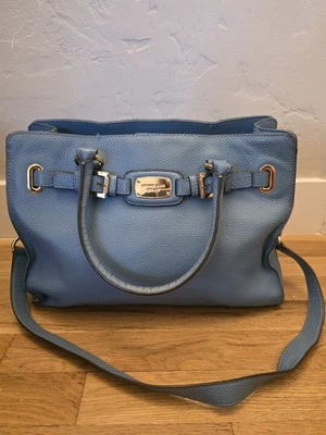 Bolso de Mano Michael Kors Hamilton Grande de Cuero EW Heritage Azul Foto 1 de 4