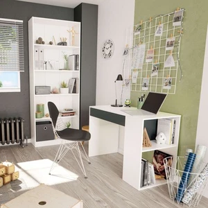 Pack Muebles Estudio Juvenil Color Blanco Y Gris Oficina Despacho Estilo Moderno - Imagen 1 de 8