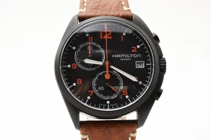 Hamilton Khaki Pilot Pioneer H765820 Quartz Watch – Black Dial Brown Strap #W52 - Picture 1 of 12
