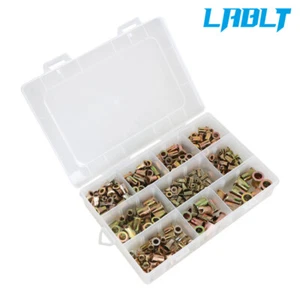 LABLT Rivnut Nutsert Assortimento Kit Dadi Rivetto Acciaio Zinco 150 Pz Metrica + 150 Pz SAE - Foto 1 di 10
