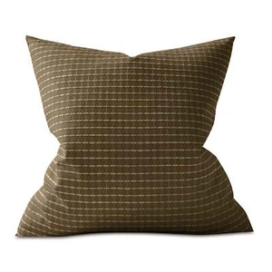 Mocha Check Throw Pillow Cover 20x20 - Picture 1 of 6