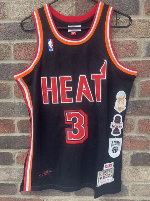 Men's Mitchell & Ness Dwyane Wade Black Miami Heat Hardwood