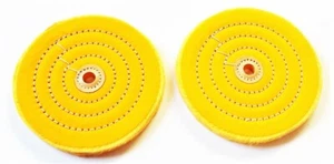 2 PTC 6" SEWN BUFFING WHEEL PAD STIFF FIRM 1/2" ARBOR BENCH GRINDER POLISH 88956 - Picture 1 of 2