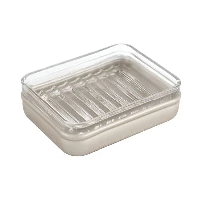 iDesign Hamilton Non-Skid Bathroom Glass Soap Bar Dish Tray Clear Satin 12.7cm - image 1 of 3