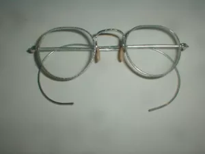 Vtg Youth Child Small Silver Metal USA Eye Glasses Round Wire Granny John Lennon - Picture 1 of 23